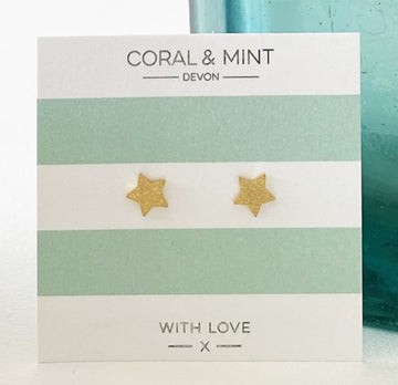 Gold Sparkle stars  Coral and Mint